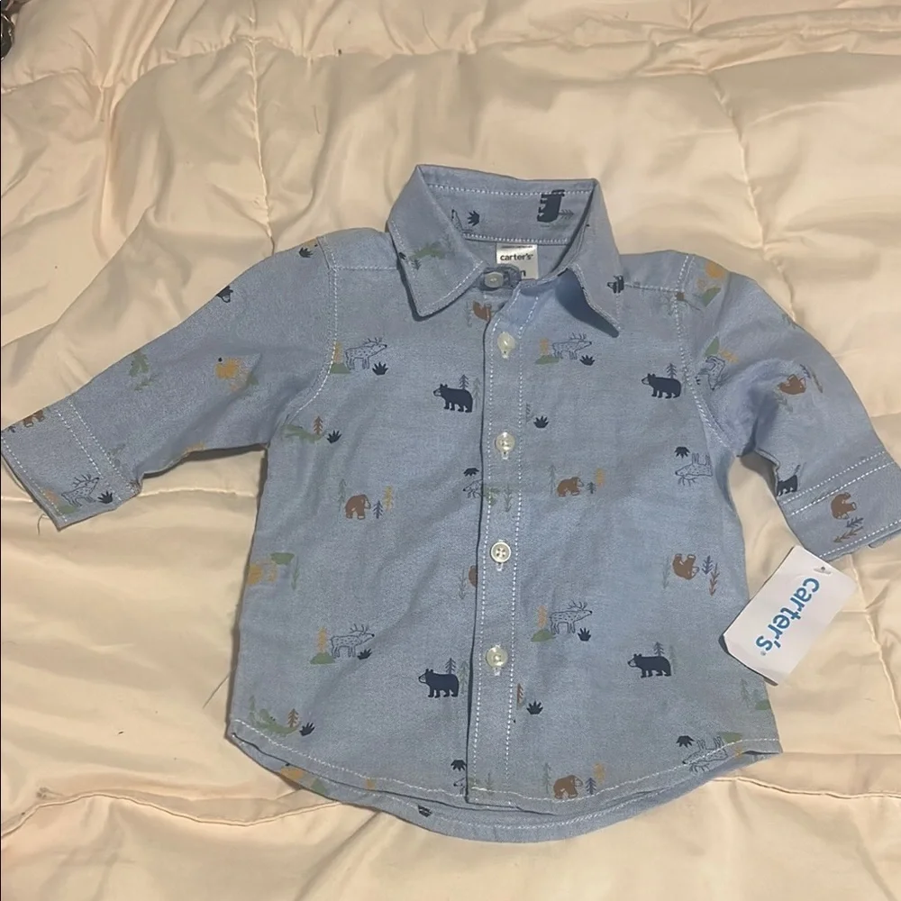 Carter's Blue Whale Print Button Down Shirt